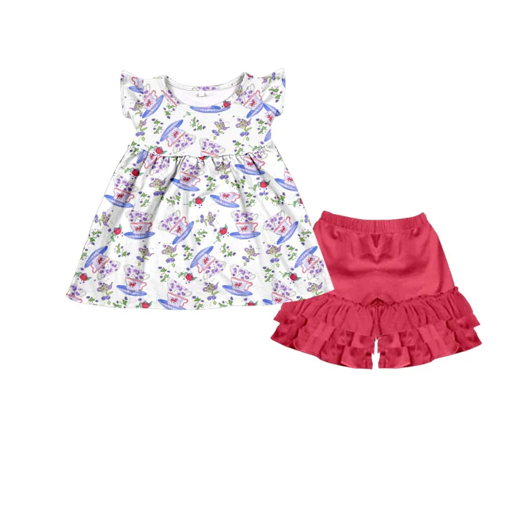 summer baby girl outfits flower shirts and green shorts set  first impressions clothes