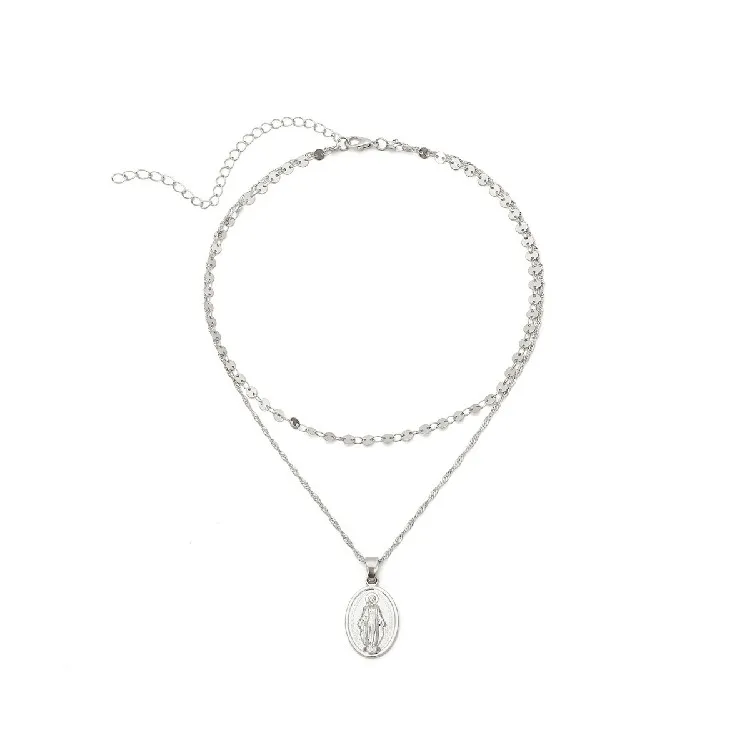 Customize Vintage Religious Jewelry Real Gold Plated Mother Virgin Mary Pendant Necklace