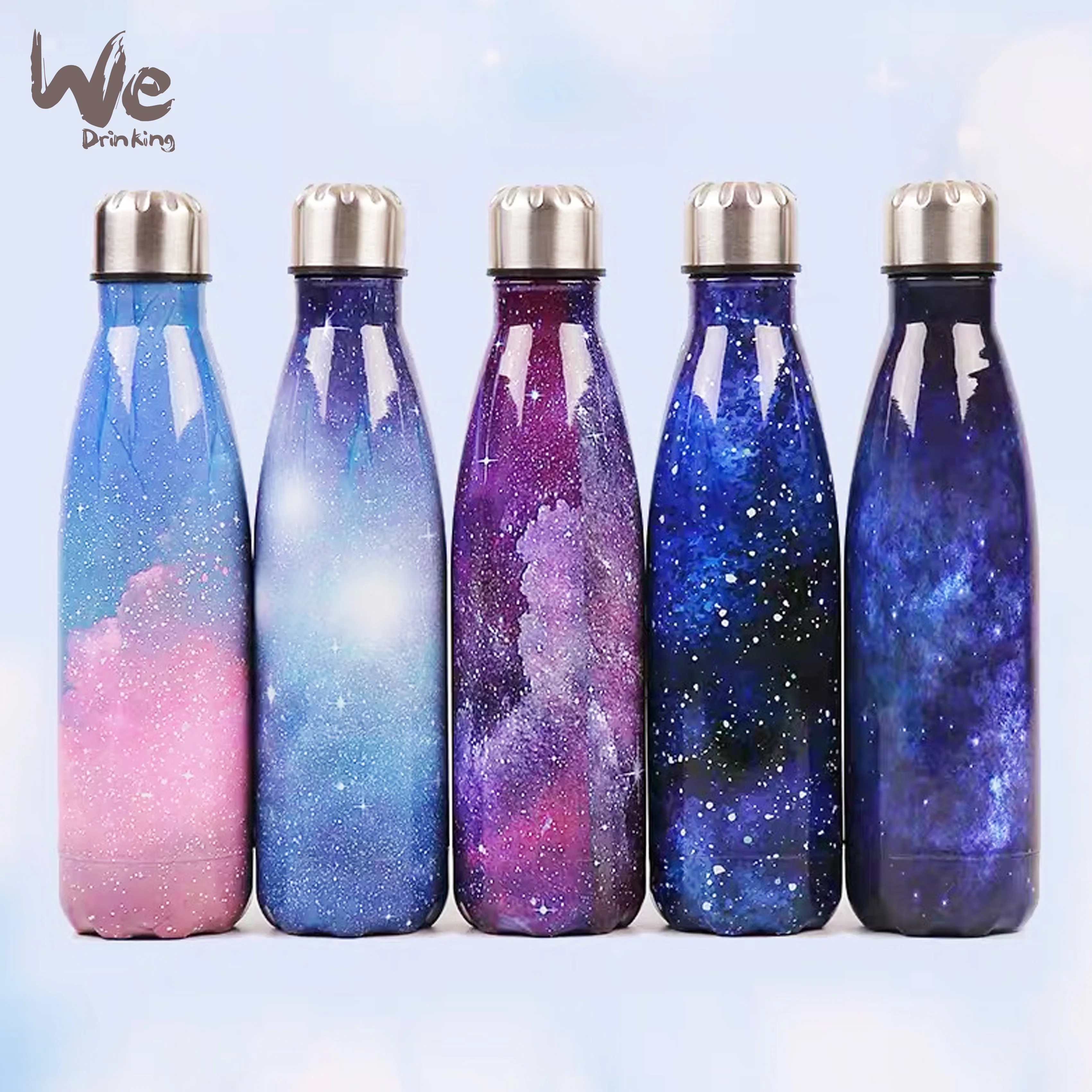 
500ML/17OZ In Stock Double Wall electroplate shiny Stainless Steel cola shaped Vacuum Insulated bottle thermos 