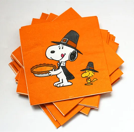 Orange paper towels printed with cartoon dog food grade