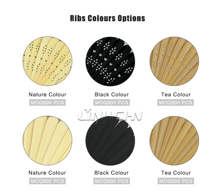 Custom design printed bamboo hand fan as dinner gifts