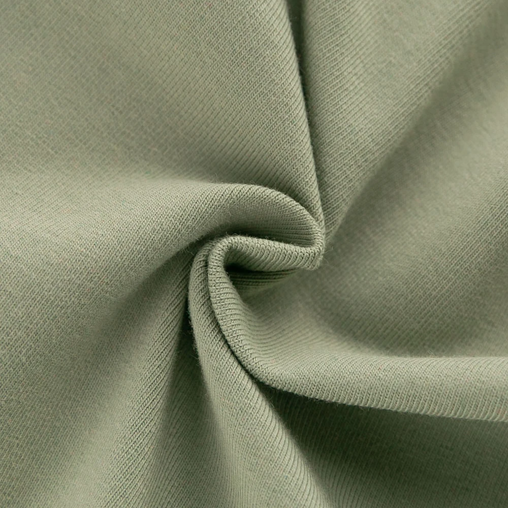
4 ways stretch eco plain dyed Green Series solid color 95 cotton 5 spandex single jersey knit fabric 