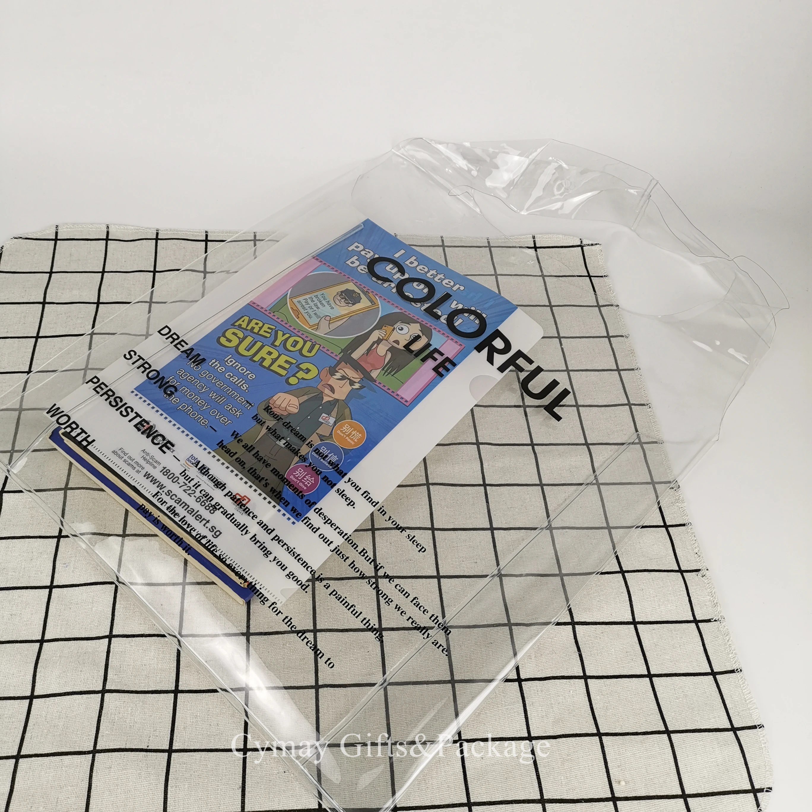 
Wholesale top quality transparent waterproof pvc shopping tote bag 