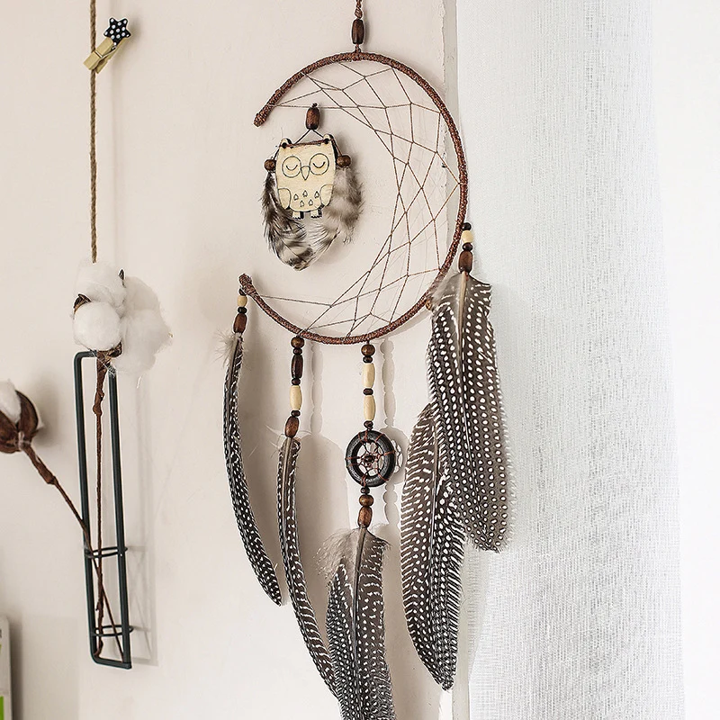 
APHACATOP New nordics big size owl indoor decoration pendant feather dream catchers Dream Catcher 