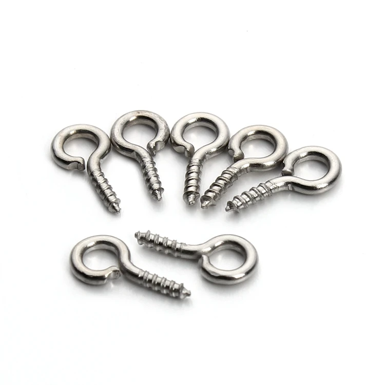 Hot sell 4x10mm Gold Silver Eyepins Hooks Eyelets Threaded Metal Pendant Clasps Mini Screw Eye Pin For DIY Jewelry Making