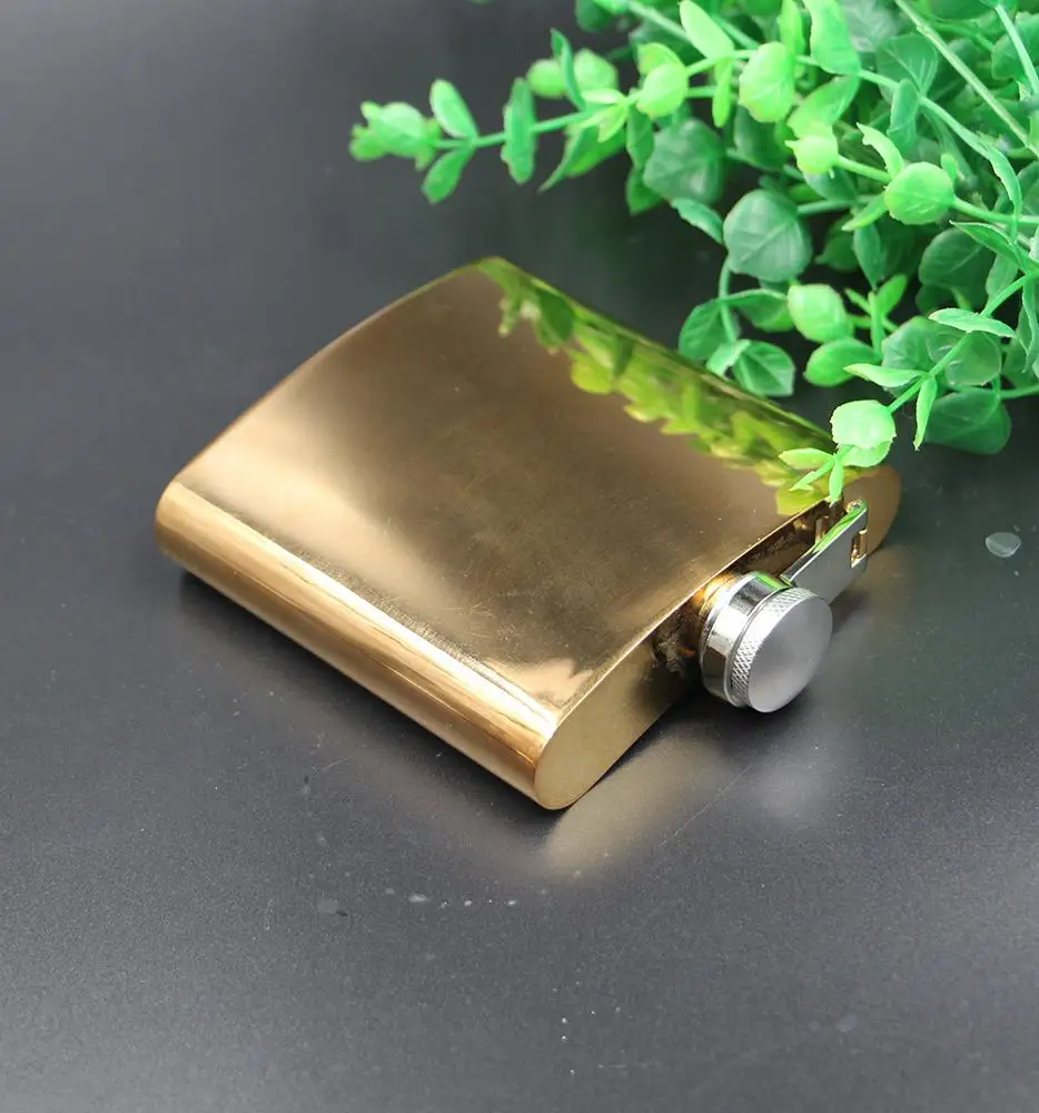 Copper-Plated 18/8 Stainless Steel 8ounce hip flask, 8oz Gold Pocket Flask Set,