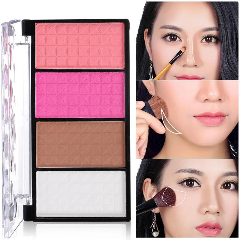 OEM Косметические румяна 4 цвета макияж румяна палитра