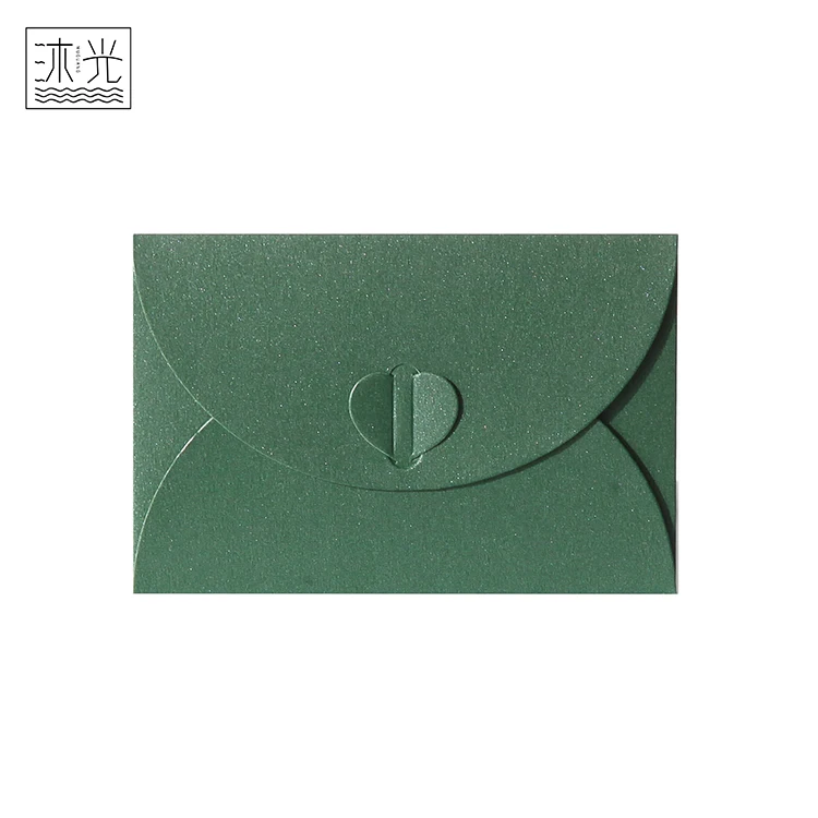 
Recycled Kraft Multi Color Paper Mini Gift Card Packaging Envelope With Heart Button Closure 