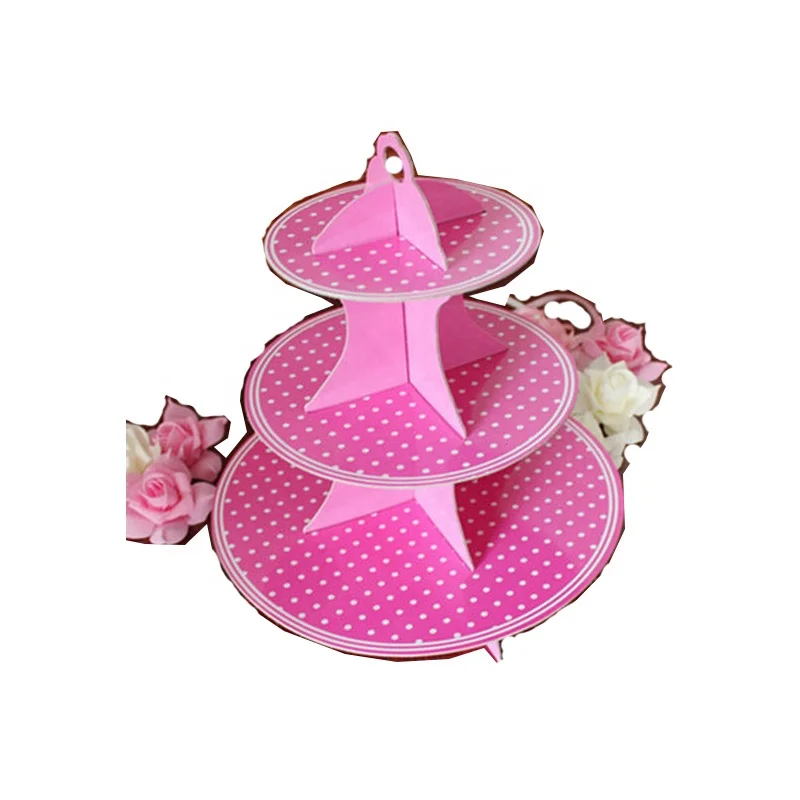 3 Tier Disposable Round Afternoon High Tea Wedding Cupcake Display Cardboard Paper Cake Stand