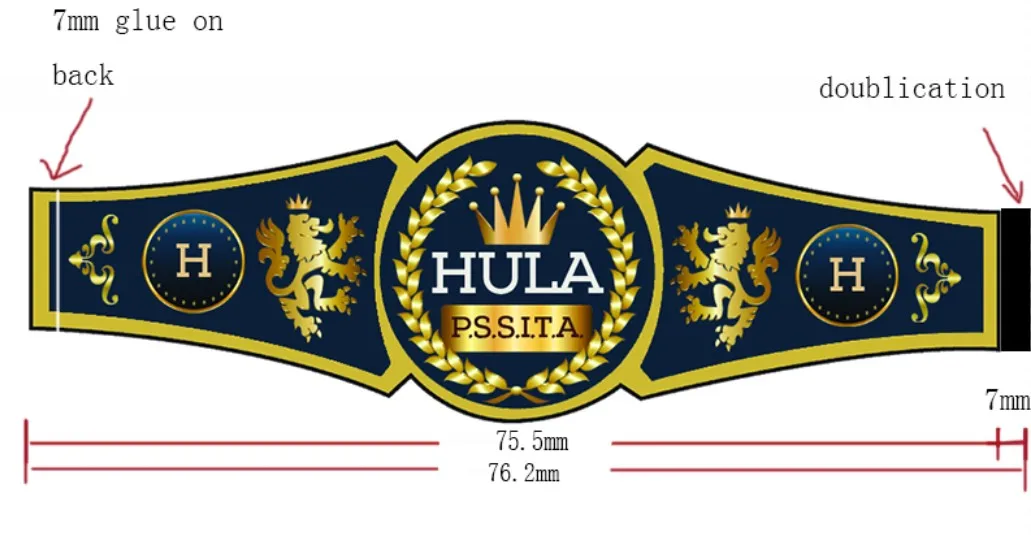 Minsda Cigar Label Custom Printing Embossed Gold Stamping Cigar Band Label