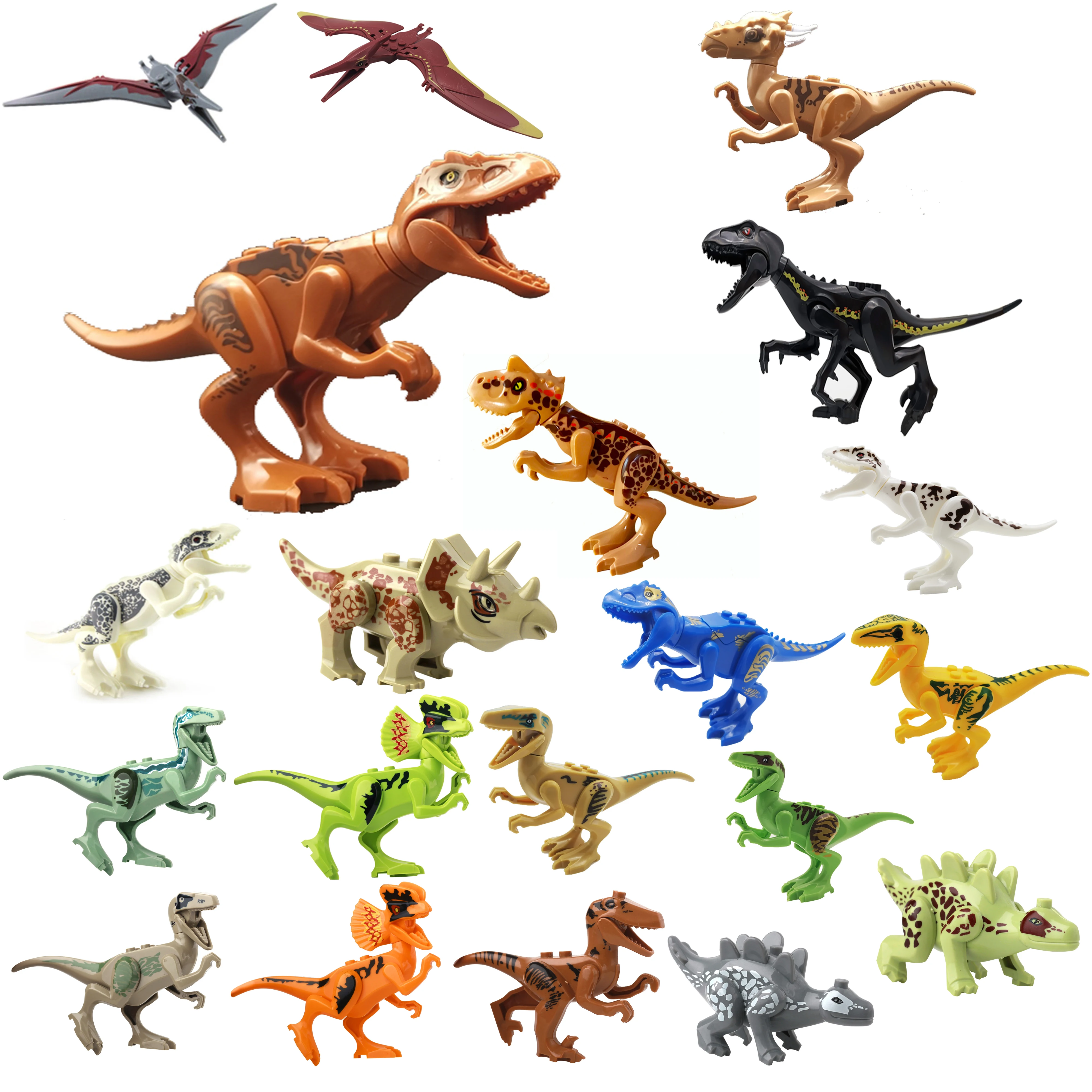 20 styles dinosaur jurassic park building blocks dinosaur toys sets plastic figures building bricks kids education dinosaur toys