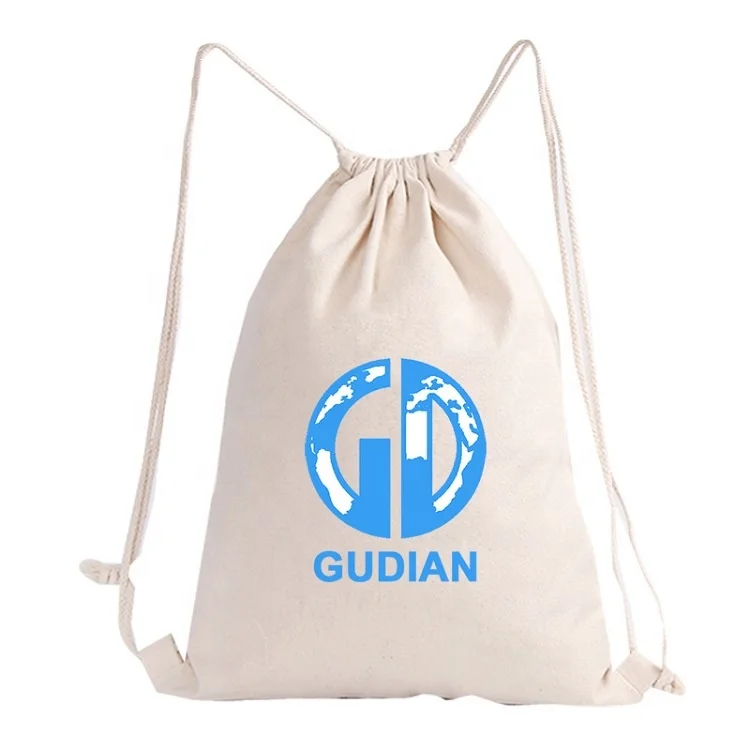 Fabric Cloth Calico Canvas Drawstring Cotton Bag with Draw String Custom Cotton Laundry Drawstring Bag with Logo