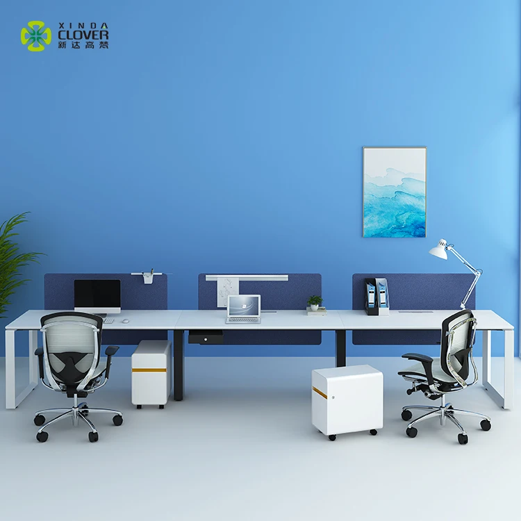 Небольшая офисная высококлассная рабочая станция с открытым пространством и металлической рамой, деревянный стол, 3-х местная рабочая станция для 3 человек