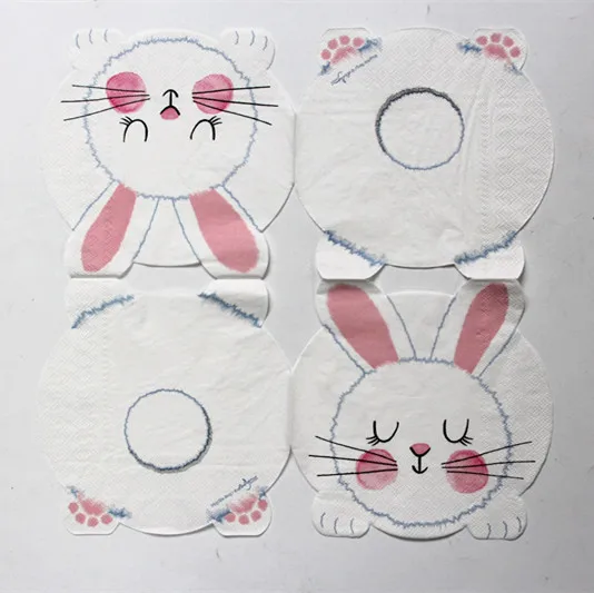 die cut Napkins in the shape of a rabbit cut edge