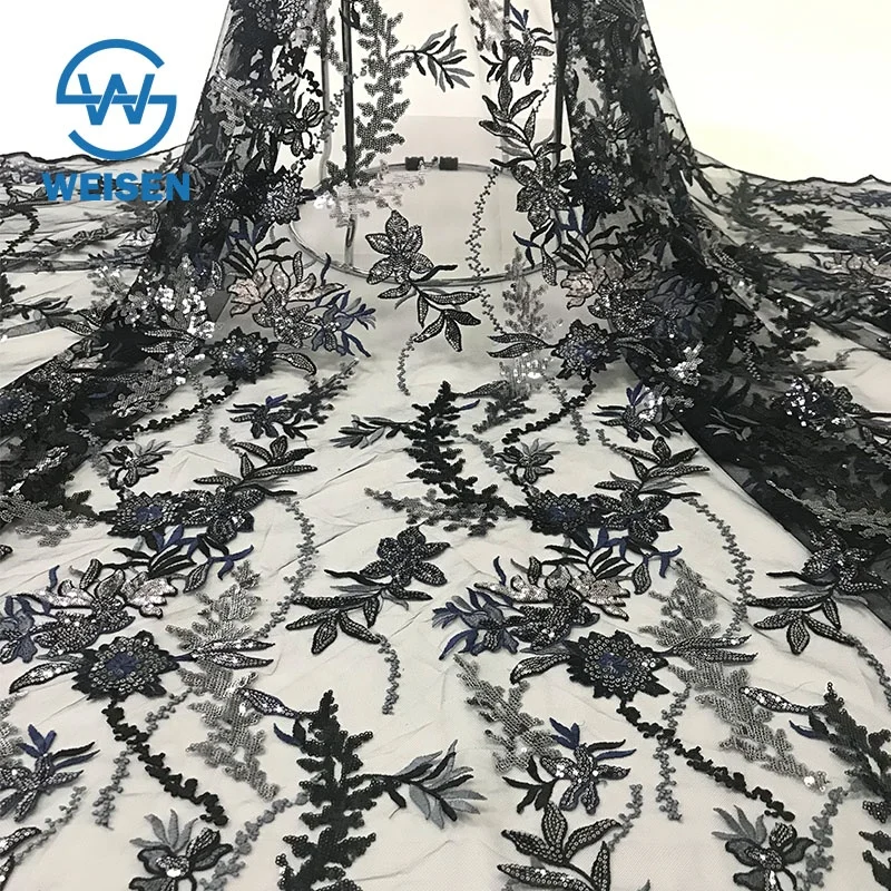 Embroidery Flower Net Embroidered Dance Wear Wholesale 2019 Sequin Lace Fabric