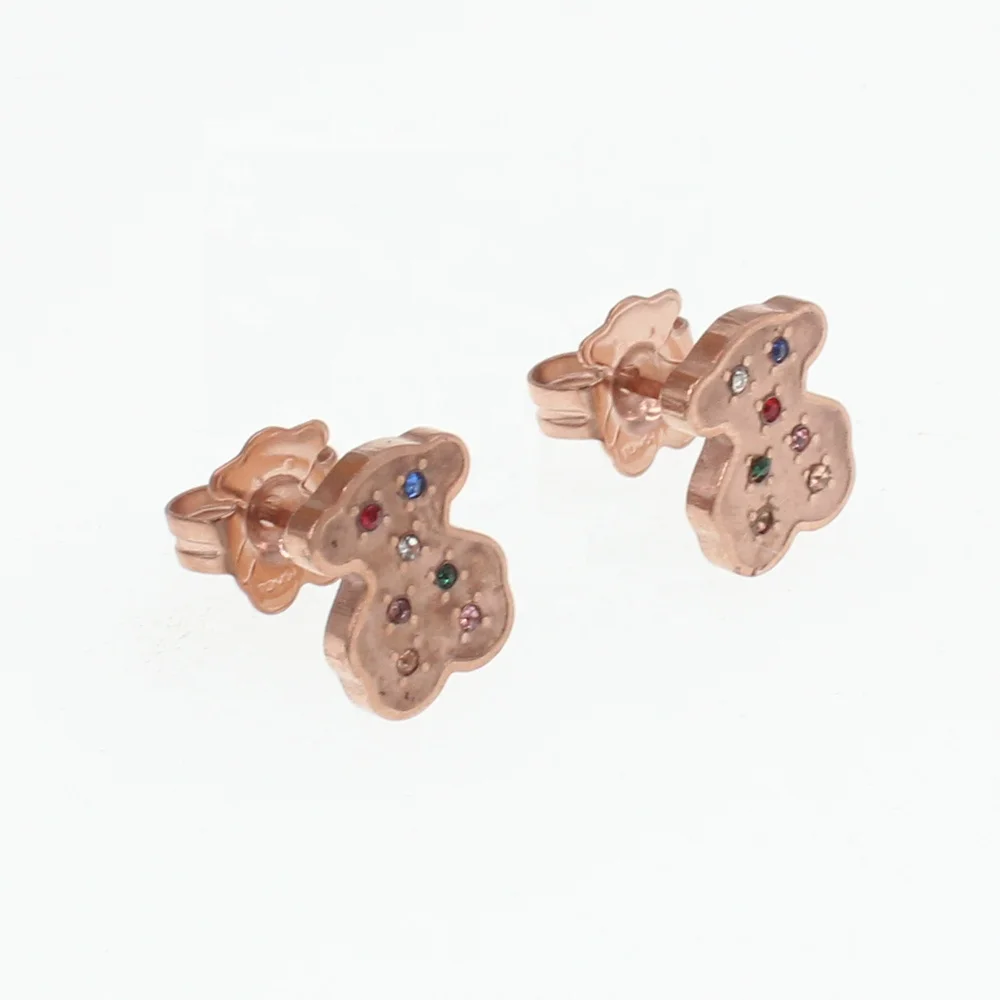 Bear Shaped Wholesale Cheap Stainless Steel Matte Finish Big Gold Stud Earrings jewelry wholesale