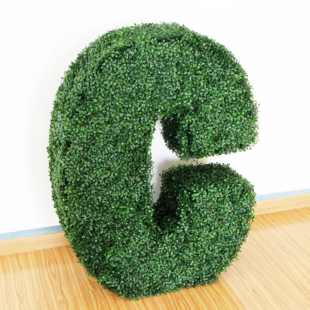 New design artificial boxwood hedge boxwood topiary letter for decor