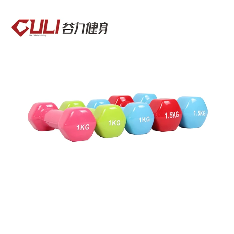 Оптовая Продажа Красочные для размещения гантелей, пользовательские виниловые шестигранные гантели с прямой ручкой