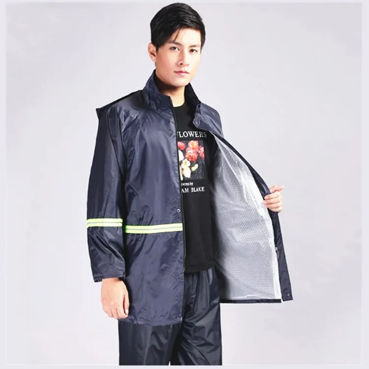 Походный дождевик темно-синего цвета, Светоотражающая полоса, отдельный дождевик, защита от дождя для езды на электровелосипеде