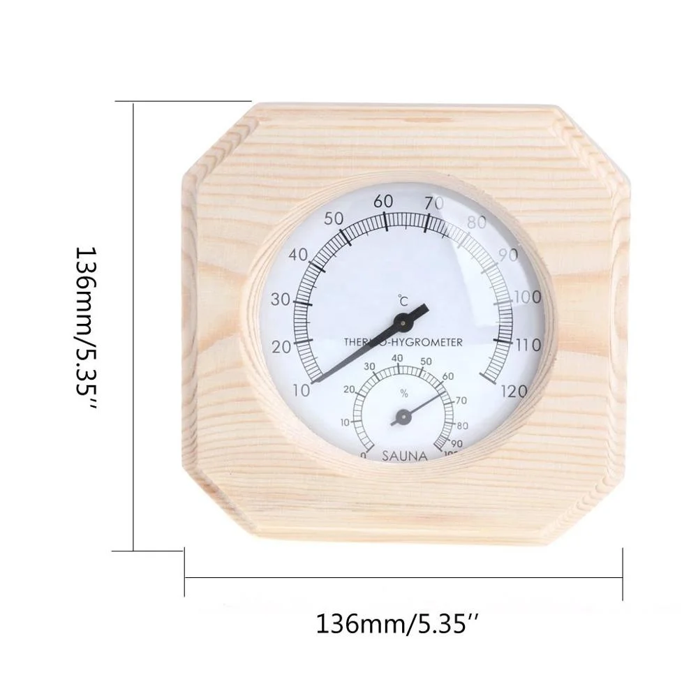 Single Sauna Wooden Hygrothermograph Thermometer Hygrometer Sauna Room Accessory