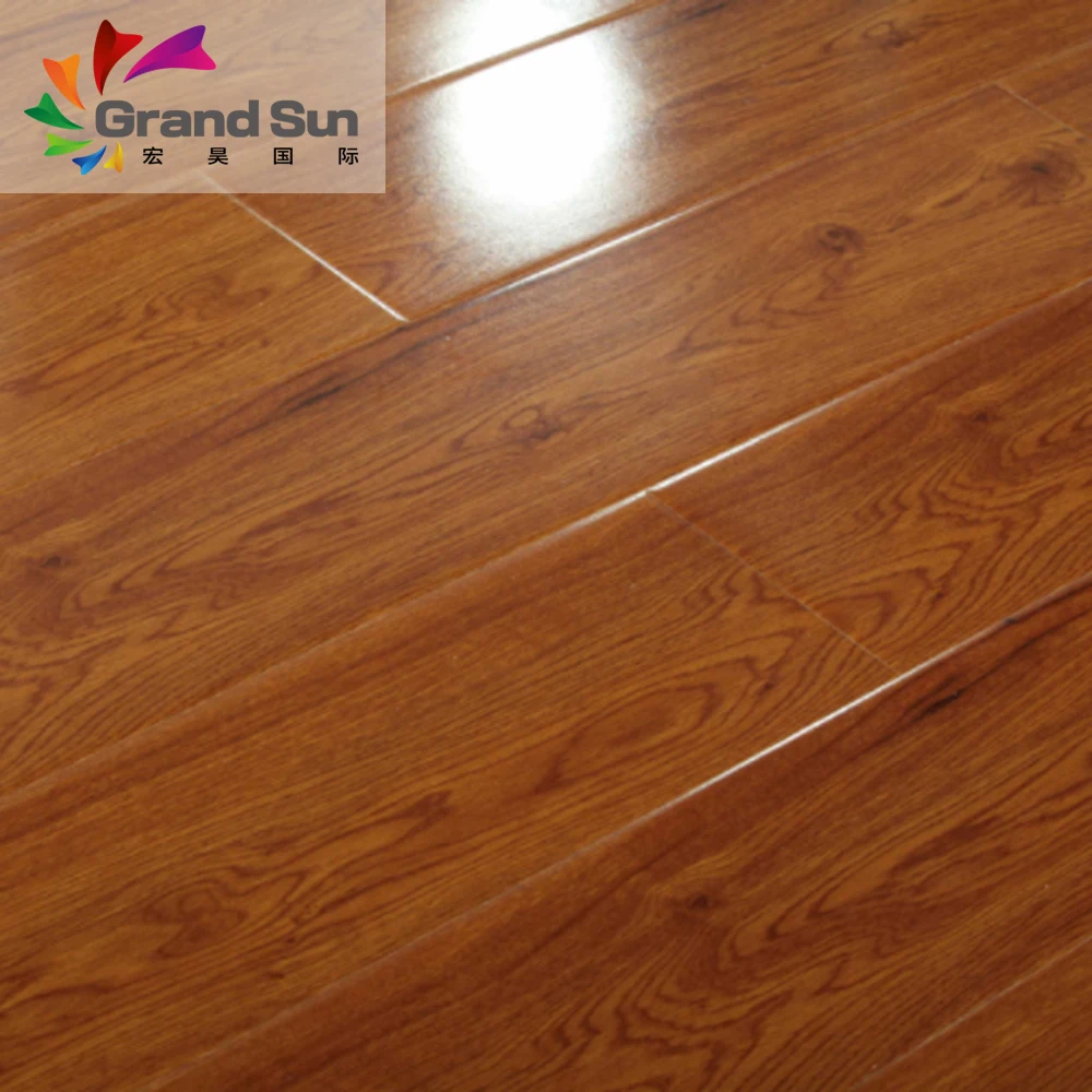 High gloss oak engineered brown laminate wood floor 12mm class 31 ac3