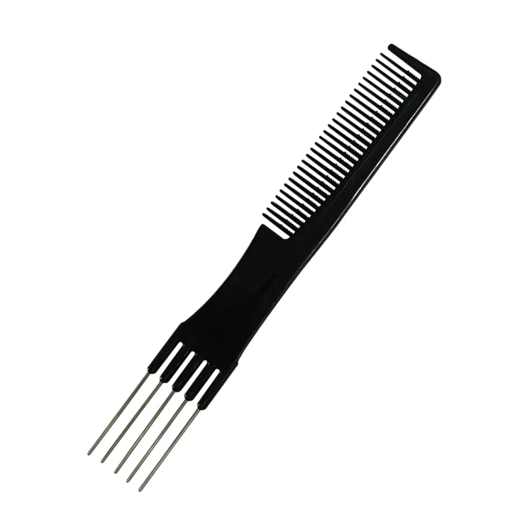 Barber Trimming Hair Dresser Spike Styling Flipside Pin Pick Teasing comb with metal teeth pronged tail
