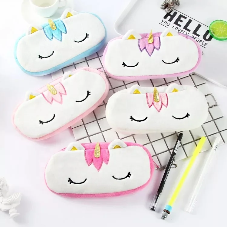 OEM!Newest 20*10cm Unicorn Plush Pouch Pencil Case Bag Key Chain Pendant Coin Purse Wallet Case Pouch Bag