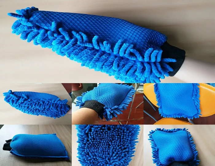 Microfiber single chenille mesh sponge Car wash mitt  for car cleaning and care