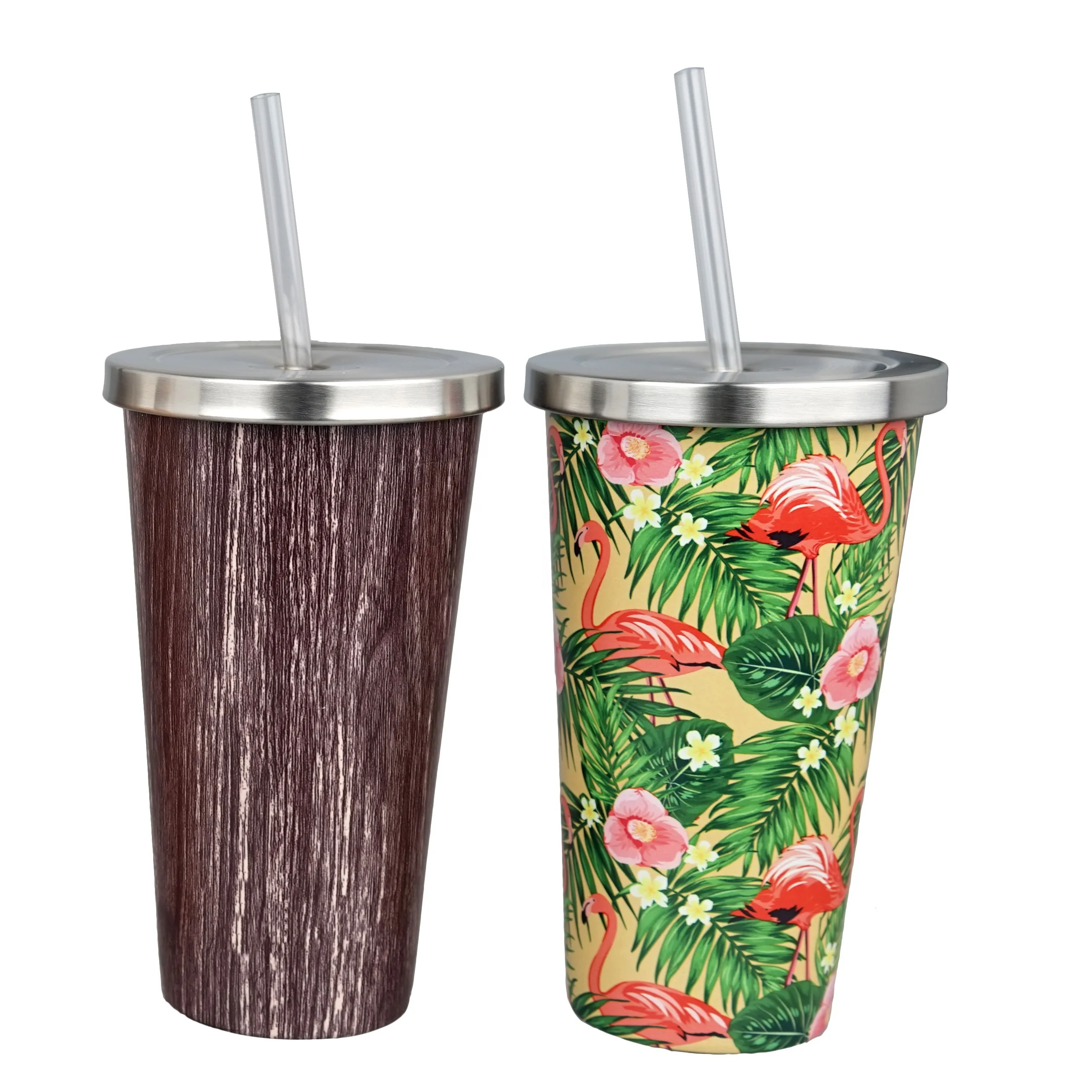 18oz Stainless steel thermal vacuum sublimation tumbler insulated coffee mug to go with straw for valentines mug