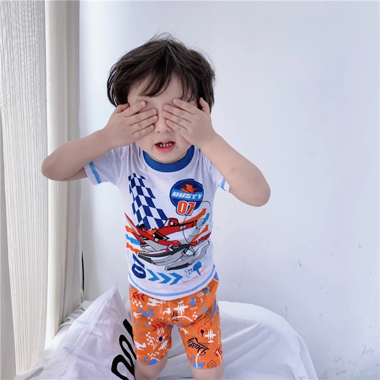 Детские пижамы, хлопковые пижамы, детские пижамные комплекты с коротким рукавом для мальчиков