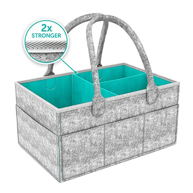 
Portable felt wool cotton large baby diaper caddy tote organizer bag and storage bin 
