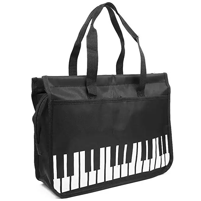 Piano Keys Music Handbag,Waterproof Oxford Cloth Tote Bag Reusable Grocery Bag Shoulder Shopping Bag