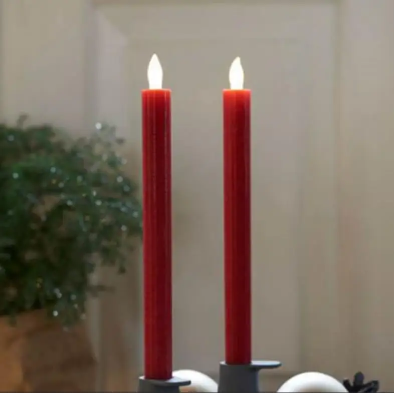 
Wholesale Flickering flameless wax led dinner taper candle 
