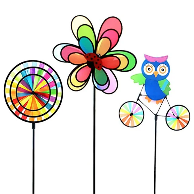 100% factory hot sales kid toy polyester windmill toy pinwheel windmill