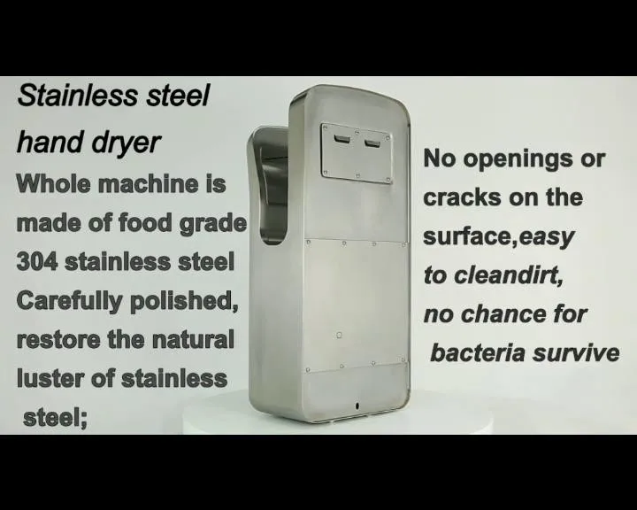 
Wall Mounted Strong Case Industrial Automatic Jet Air Stainless Steel Hand Dryer 