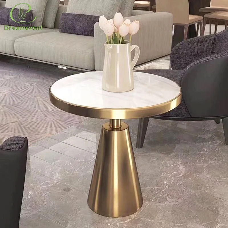 Wholesale cheap round Italian stainless steel gold modern coffee table marble