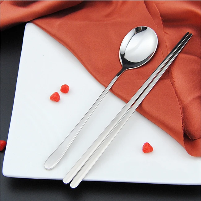 stainless steel Korean style travel  flatware set spoon fork chopstick cutlery set