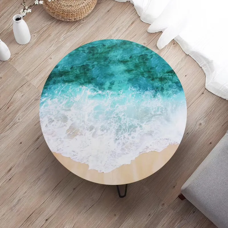 Cheap resin coffee table sea shore shape wooden side table