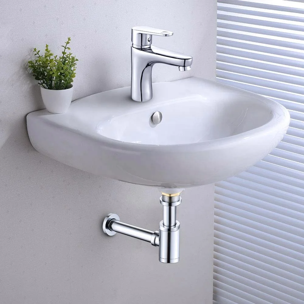 Brass Bathroom  Drain with Detachable Basket Stopper, Vanity Sink Strainer, Chrome