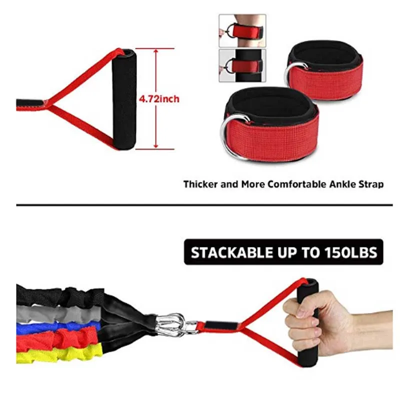 11pcs/set Fitness Equipment Pilates Tubes,Elastic Bands Gym Workout Resistance Bands