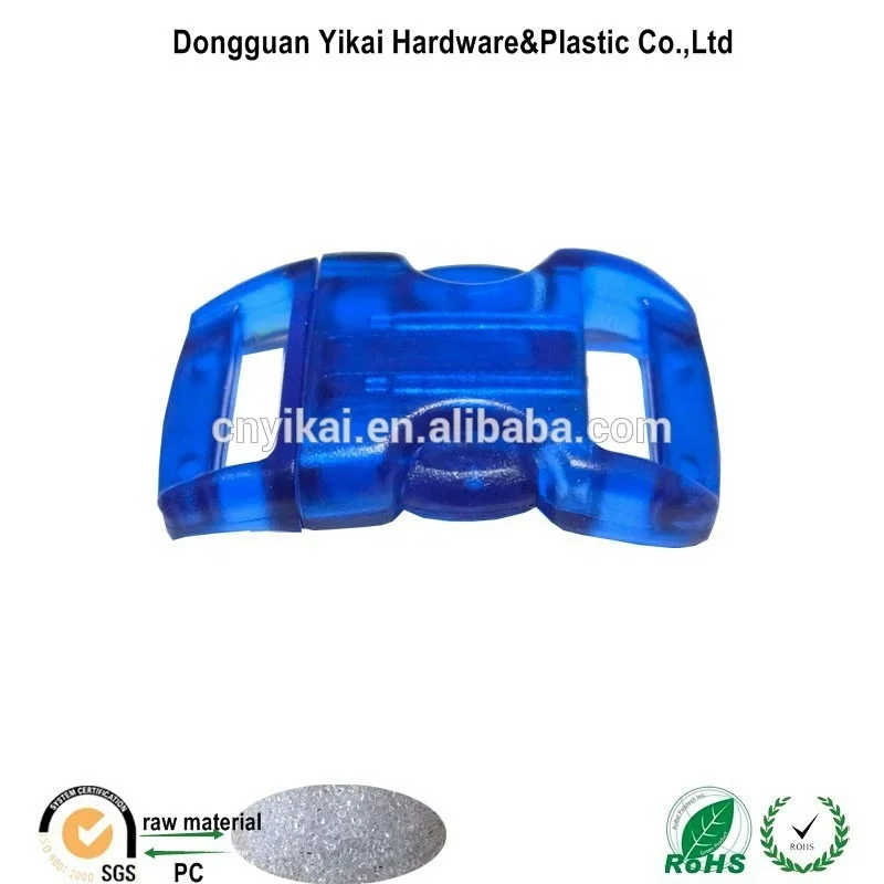 Dongguan YiKai 3/8 transparent side release buckle plastic ,plastic breakaway clasp