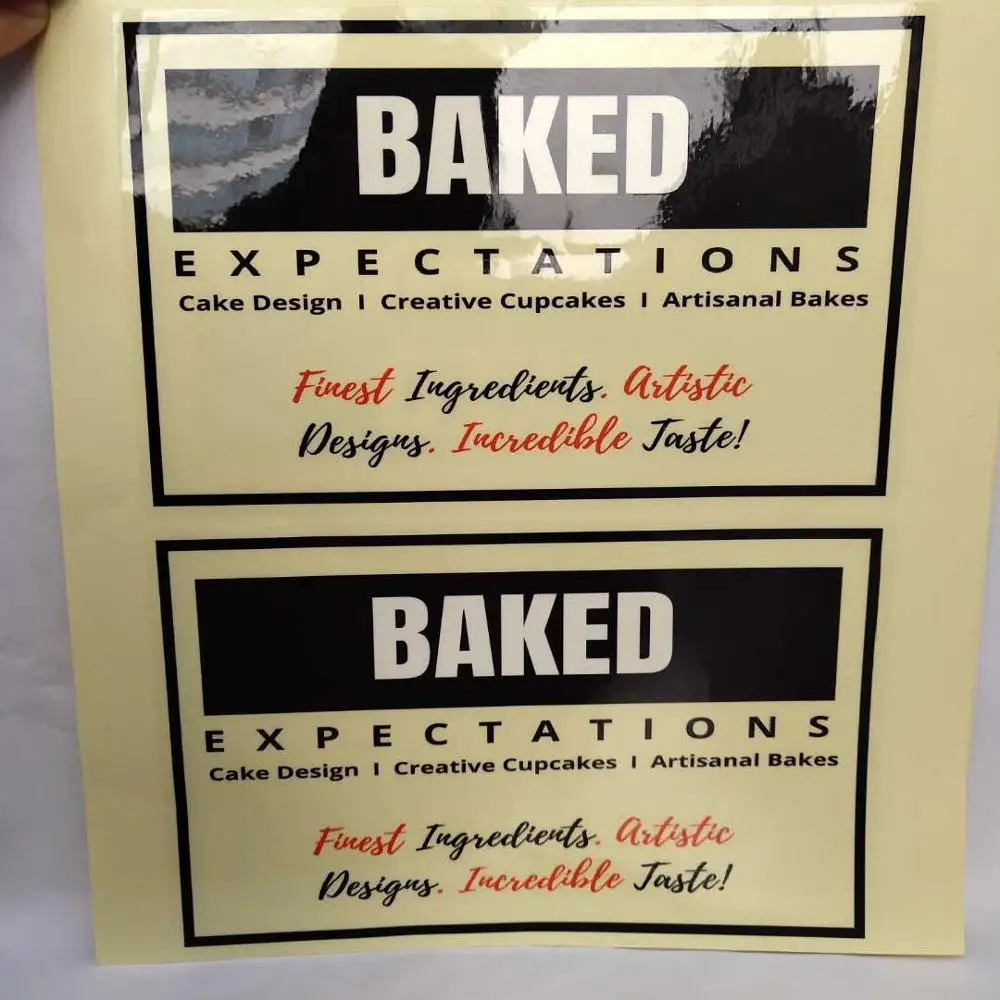 Factory offset two color sheet vinyl black and red color printing custom size transparent transparent adhesive labels