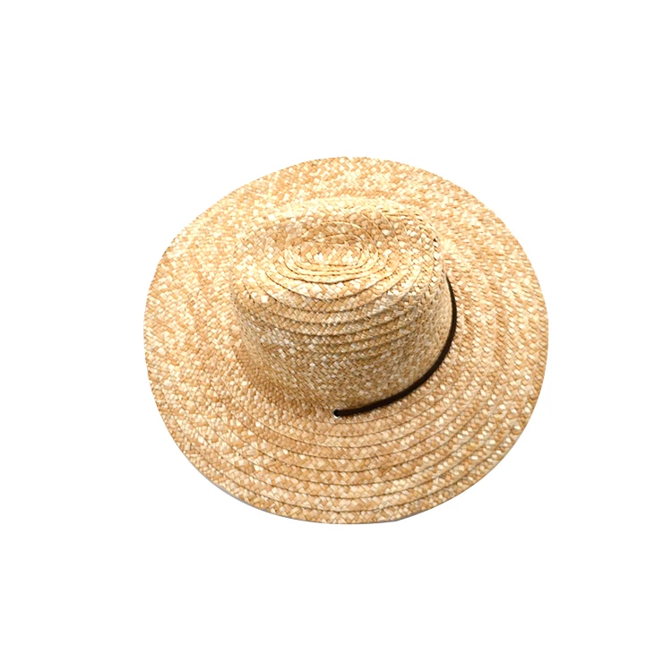 Wholesale summer promotional solid color weave custom straw boater hat