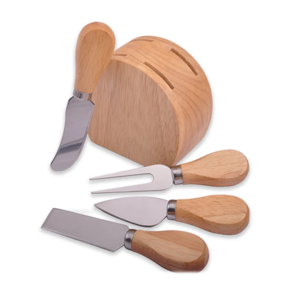 5pcs cheese tools with woodend block