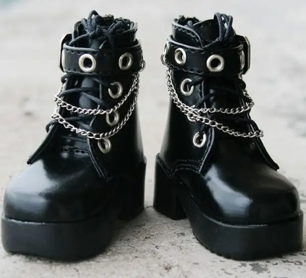 factory custom 1/3 Black BJD AOD DOD SD Doll Dollfie Synthetic Leather Shoes