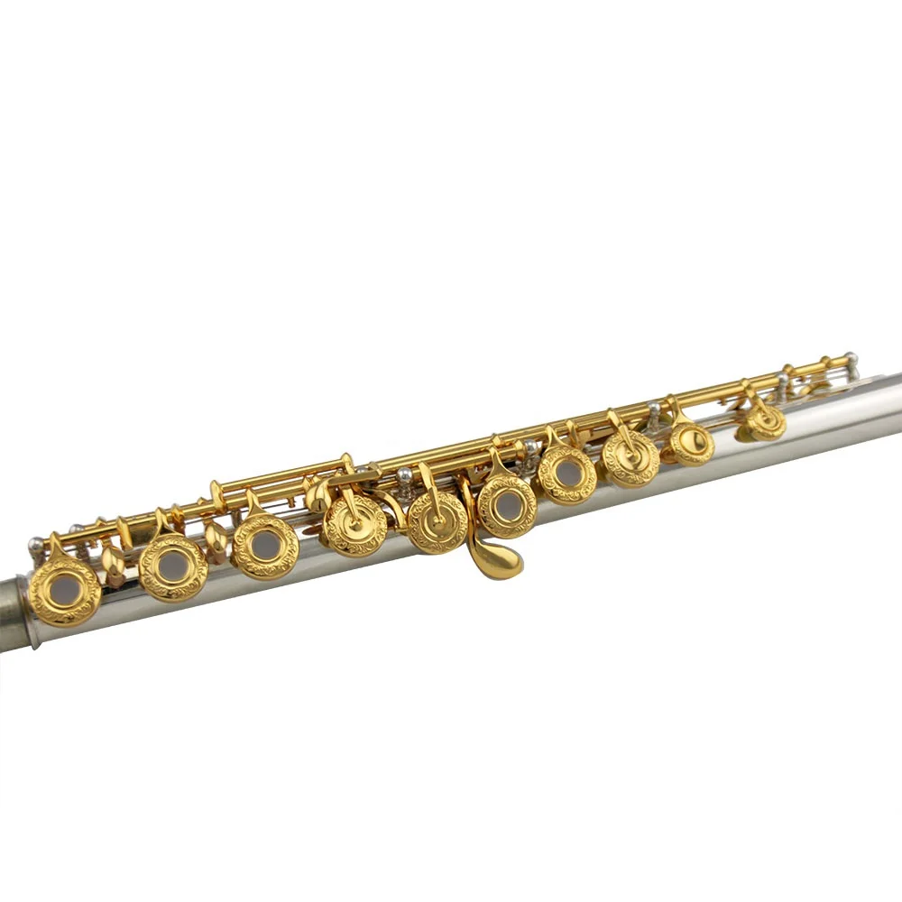 High Grade 17 open hole Silver plated body Gold plated key flute