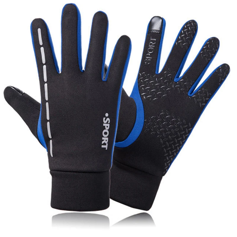 
Reflective Touchscreen Waterproof Silicone Gel Palm Fleece Lining Winter Thermal Cycling Running Gloves  (62093693056)