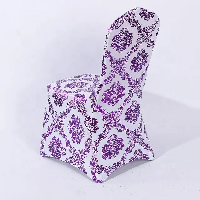 YRYIE, оптовая продажа, блестящие эластичные Чехлы для банкетных стульев из лайкры с золотистым/серебристым принтом, свадебное украшение из спандекса