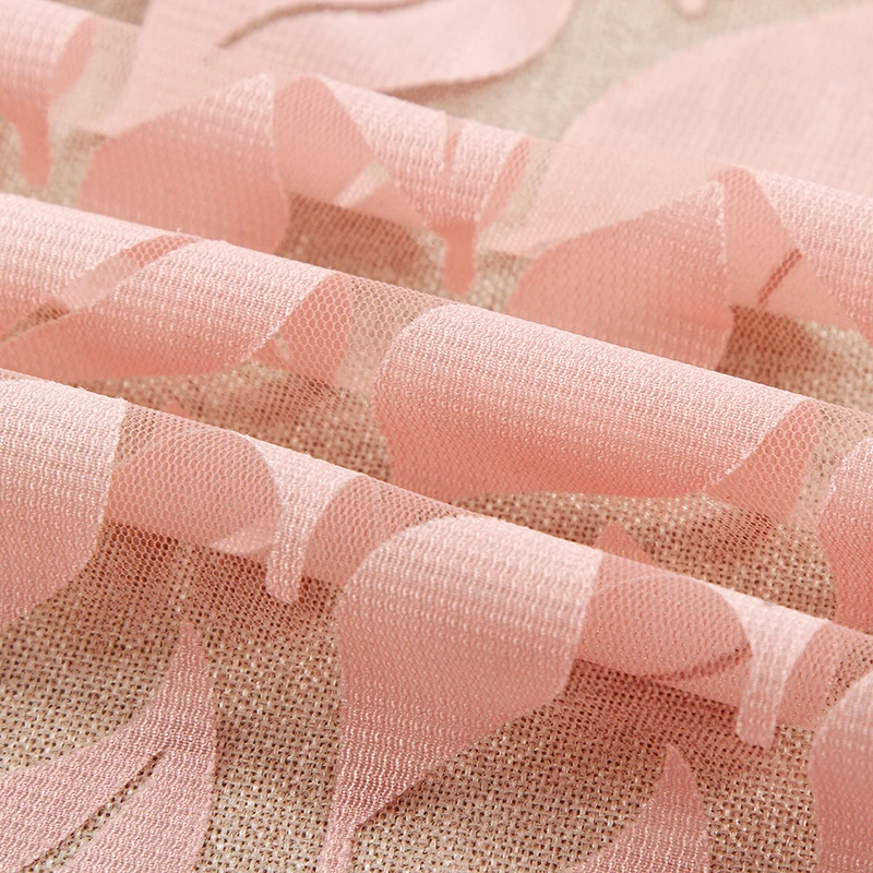 Chinese textile wholesale hot romantic pink leaf Swiss clothing burnt fabric