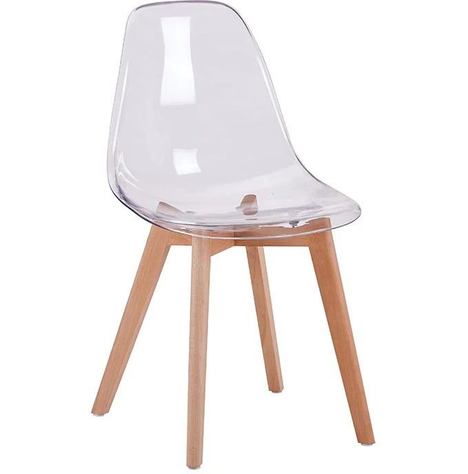 
Nordic pc clear transparent polycarbonate resin chair wooden leg plastic chair dining chair furniture 